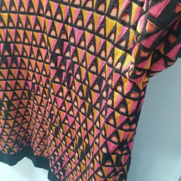 M Missoni Orange Pink Black Geometric Retro Crewneck Wool L - Picture 11 of 11